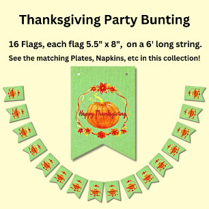 Matching Thanksgiving Watercolor Pumpkin on Green Bunting