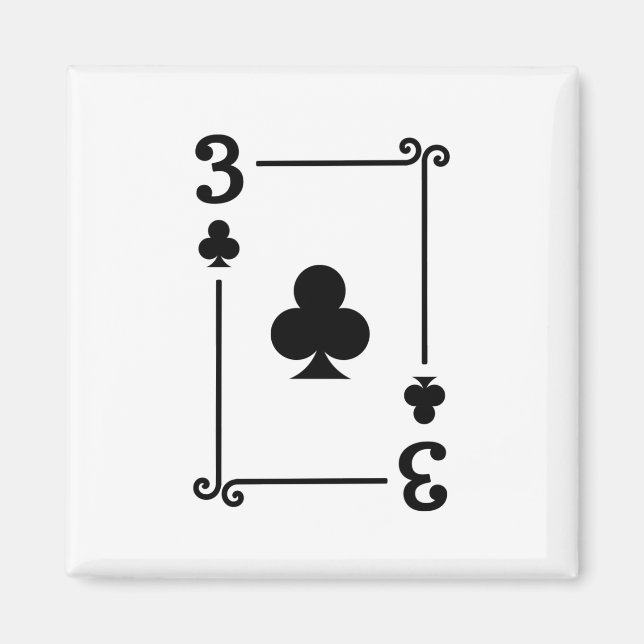 Matching Three Clubs Suit Playing Cards Modern 3 Magnet (Front)
