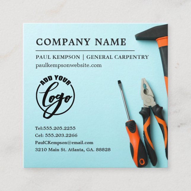 Matching Toolset | Handyman Services Offered Square Business Card (Front)
