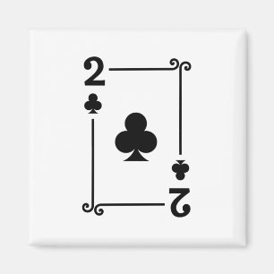 Matching Two Clubs Suit Playing Cards Modern 2 Magnet
