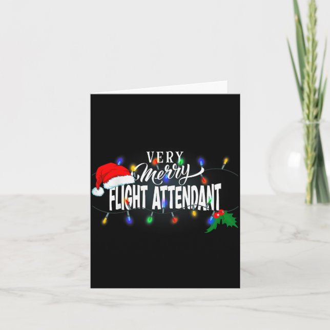 Matching Very Merry Flight Attendant Christmas  Card (Front)