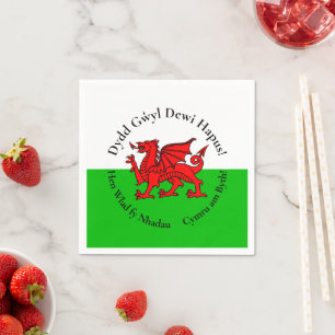 Matching Welsh Dragon St David's Day Cocktail Napkin