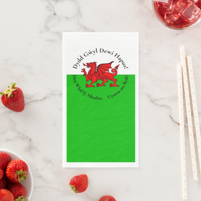 Matching Welsh Dragon St David's Day Napkin (Insitu)