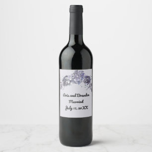 Matching Wine Label for Wedding in Slate Blue
