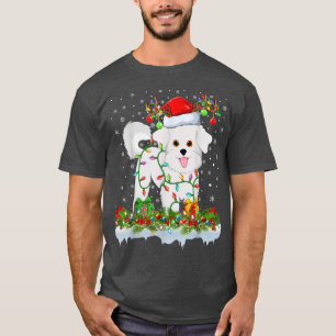 Matching Xmas Lighting Santa Bichon Frise Dog Chri T-Shirt