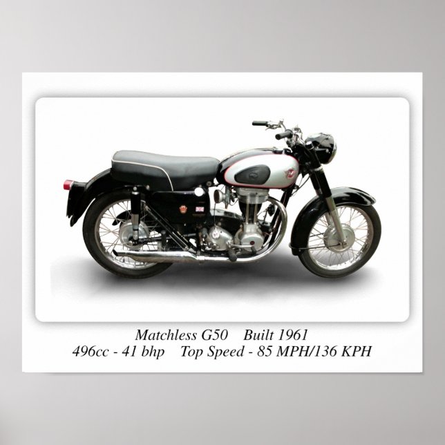 Matchless G50 Built 1960 Motorcycle - A3 Poster (Front)