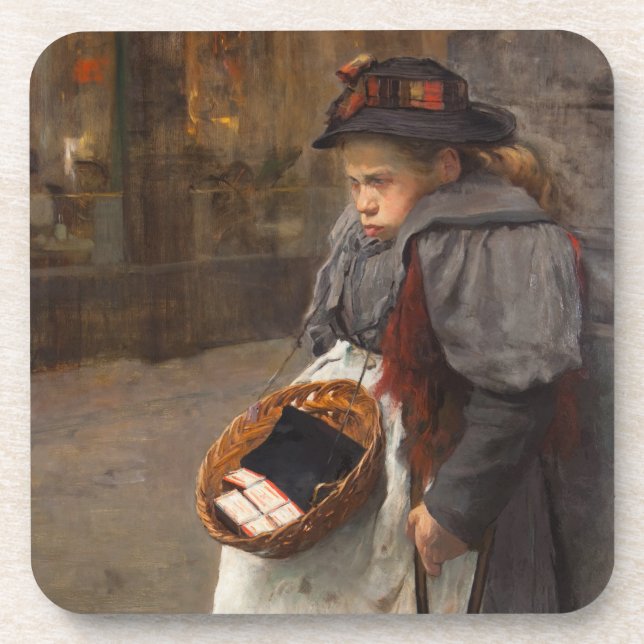 Matchstick Girl Poor Street Urchin Urban Poverty   Coaster (Front)