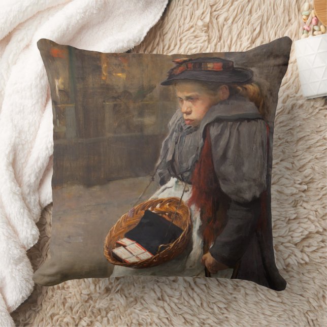 Matchstick Girl Poor Street Urchin Urban Poverty   Cushion (Blanket)