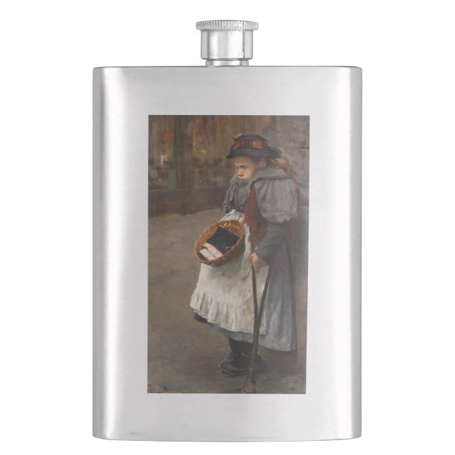Matchstick Girl Poor Street Urchin Urban Poverty   Hip Flask (Front)