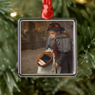 Matchstick Girl Poor Street Urchin Urban Poverty   Metal Tree Decoration