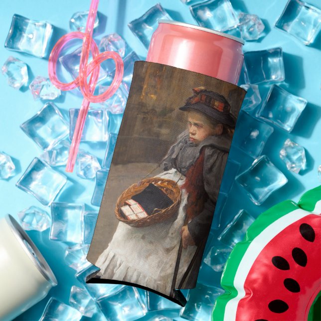 Matchstick Girl Poor Street Urchin Urban Poverty   Seltzer Can Cooler (In Situ Summer)