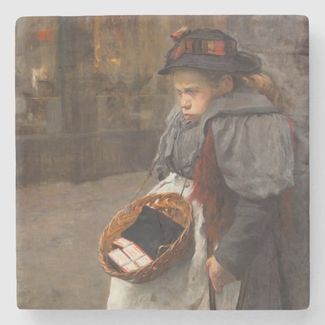 Matchstick Girl Poor Street Urchin Urban Poverty   Stone Coaster (Front)
