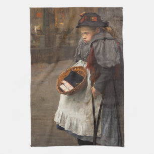 Matchstick Girl Poor Street Urchin Urban Poverty Tea Towel