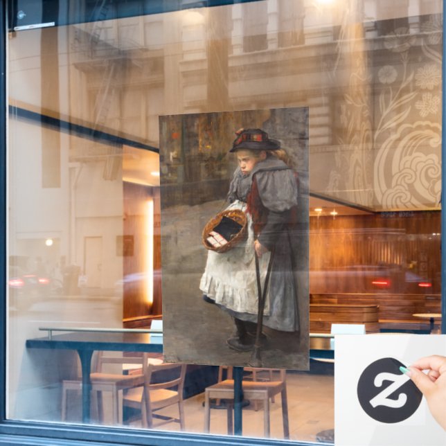 Matchstick Girl Poor Street Urchin Urban Poverty   Window Cling (Cafe Window)