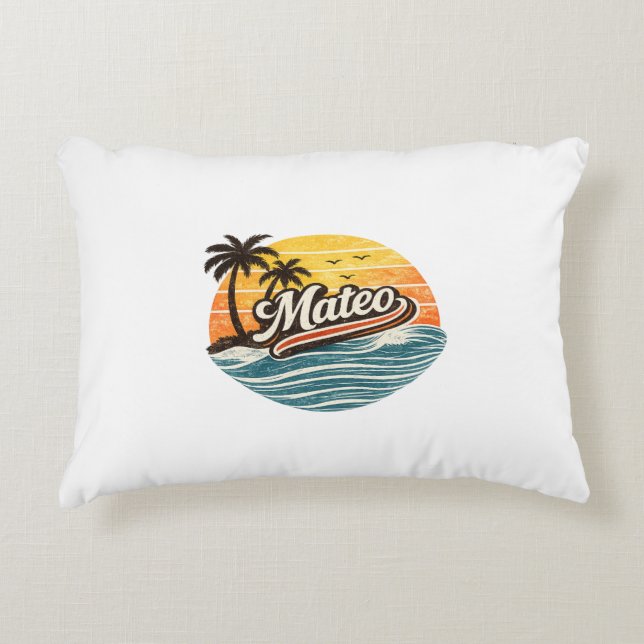 Mateo Retro Sunset Name Design Decorative Cushion (Front)