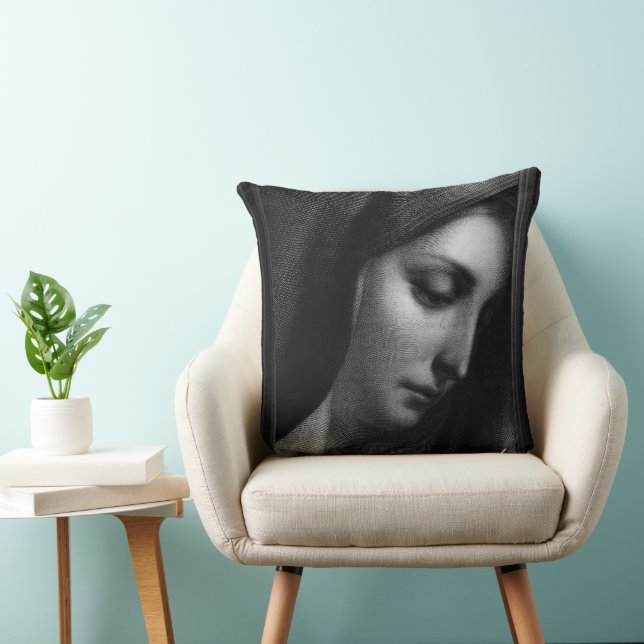 Mater Dolorosa Engraving by Carlo Dolci Cushion (Chair)