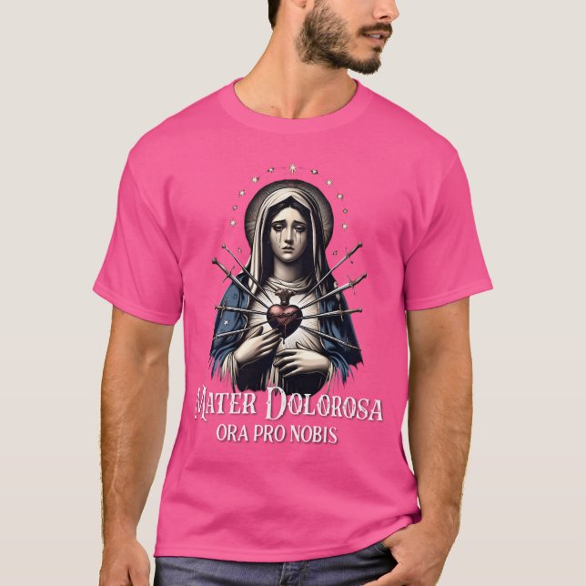 Mater Dolorosa Our Lady Of Sorrows Virgin Mary Cat T-Shirt (Front)