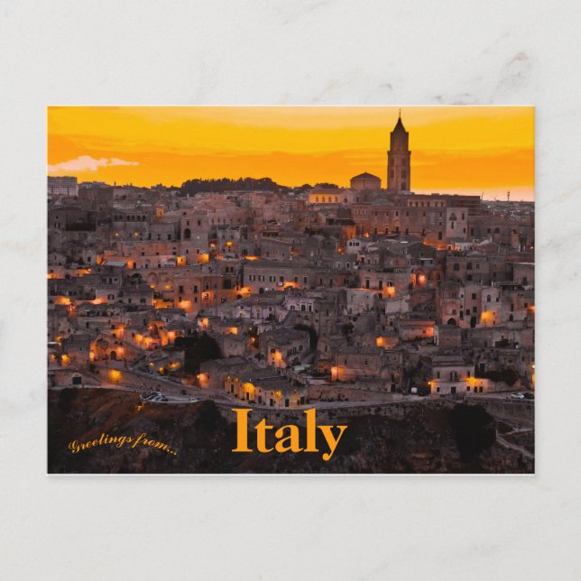Matera Italy at Sunset Postcard (Front)