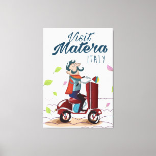 Matera Italy Cartoon Scooter travel print