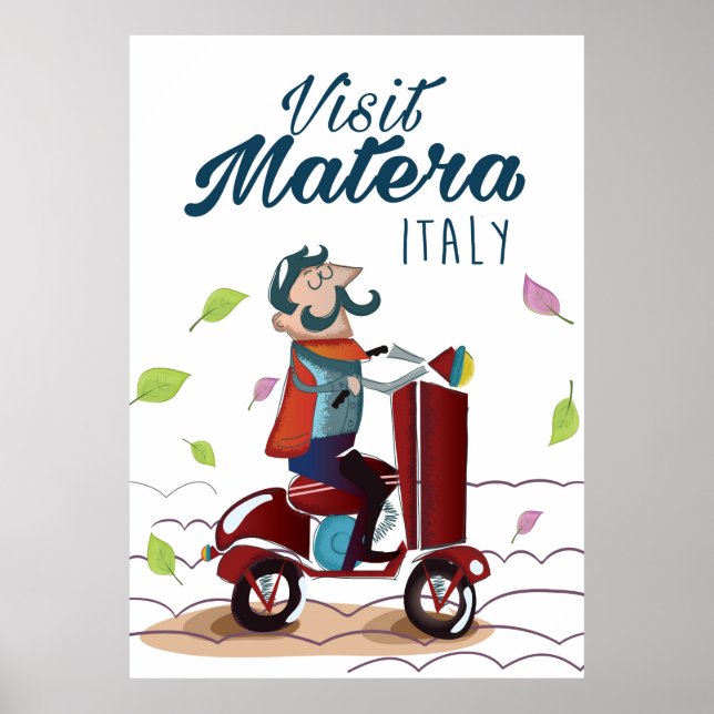 Matera Italy Cartoon Scooter travel print (Front)