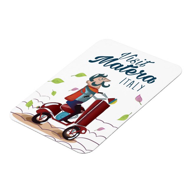 Matera Italy Cartoon Scooter travel print Magnet (Left Side)