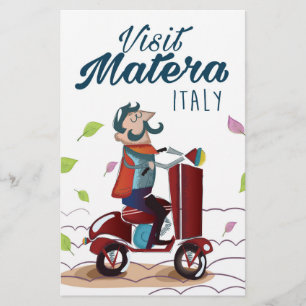 Matera Italy Cartoon Scooter travel print Stationery