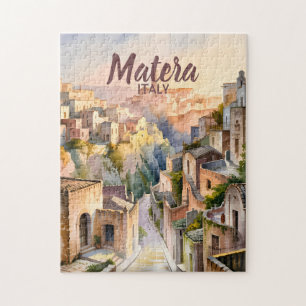 Matera Italy Sassi Personalized Watercolor Vintage Jigsaw Puzzle