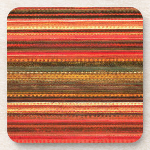 Material Textile Stripes Red Orange and Green Coaster