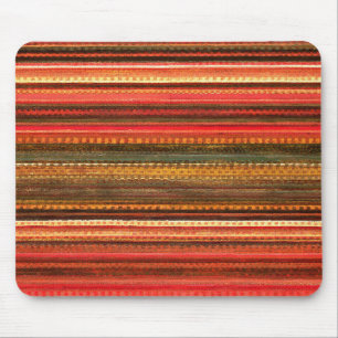 Material Textile Stripes Red Orange and Green Mouse Mat