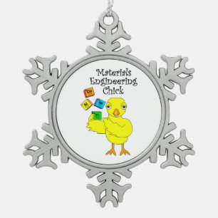 Materials Engineering Chick  Snowflake Pewter Christmas Ornament