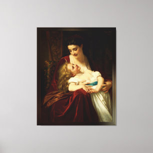 Maternal Affection by Hugues Merle Canvas Print