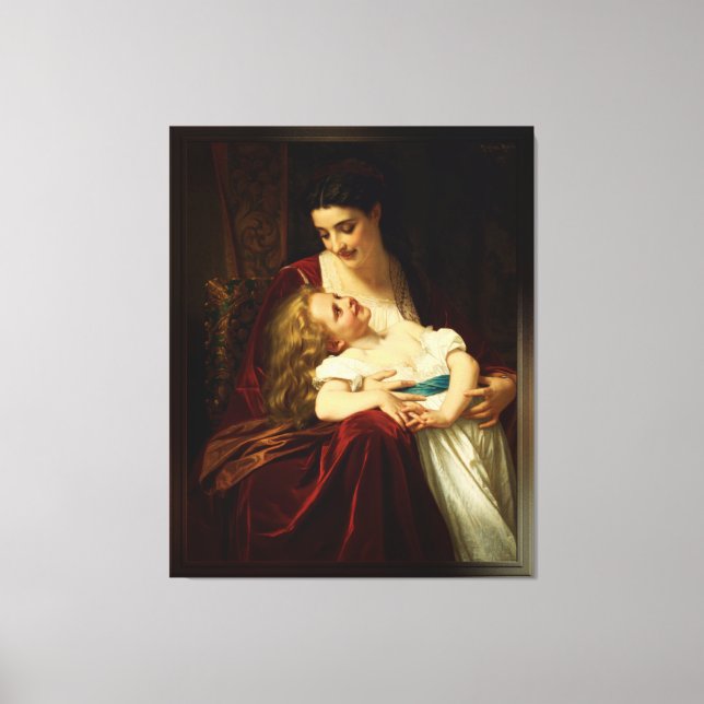 Maternal Affection by Hugues Merle Canvas Print (Front)