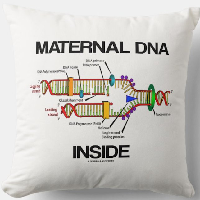 Maternal DNA Inside Genetics DNA Replication Humou Cushion (Throw pillow for anyone with maternal DNA inside & that means you!)