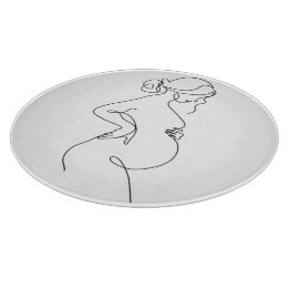 Maternal Elegance: Pregnant Women Line Art Cutting Board