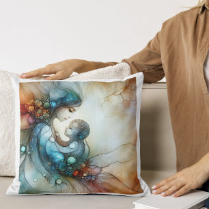 Maternal Embrace: Ink Artistry Cushion