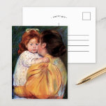 Maternal Kiss | Mary Cassatt Postcard<br><div class="desc">Maternal Kiss (1896) by American impressionist artist Mary Cassatt. Original fine art pastel portrait depicts a mother holding her young daughter and giving her a kiss on the cheek. 

Use the design tools to add custom text or personalise the image.</div>