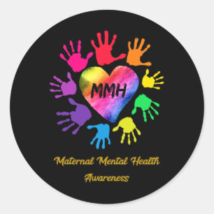 Maternal Mental Health Awareness Hands Gift  Classic Round Sticker