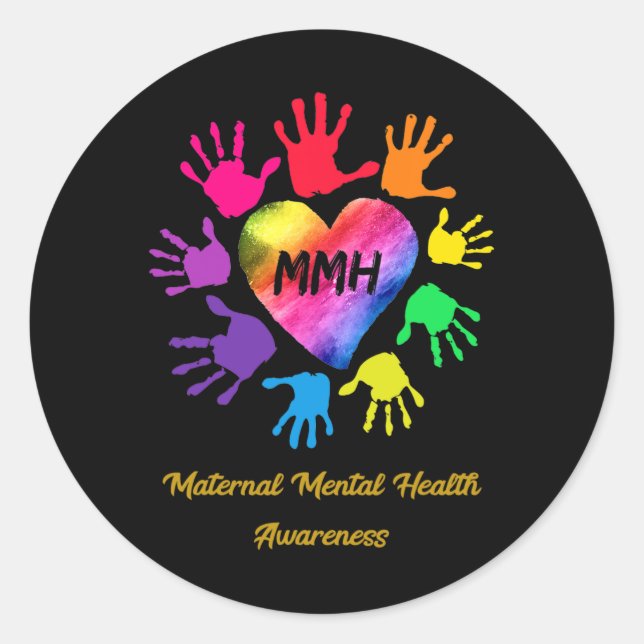 Maternal Mental Health Awareness Hands Gift  Classic Round Sticker (Front)