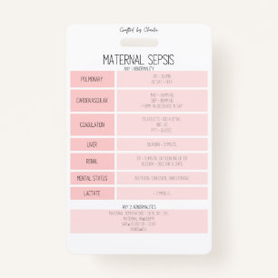 Maternal Sepsis Reference Nurse Badge Card ID Badge