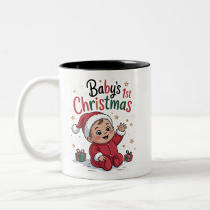 Maternity Baby's 1st Christmas Pregnancy Announce Two-Tone Coffee Mug