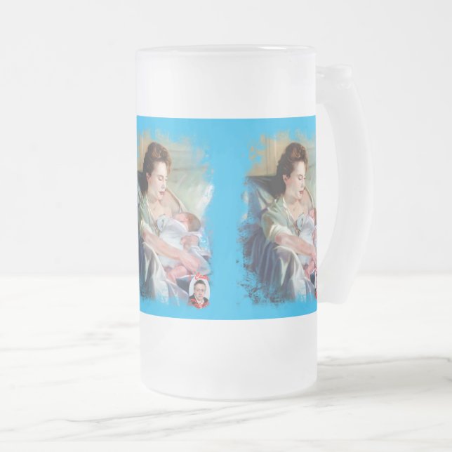 Maternity Frosted Glass Beer Mug (Front Right)