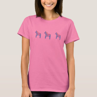 Maternity Pink and Blue Dala Horse T-Shirt