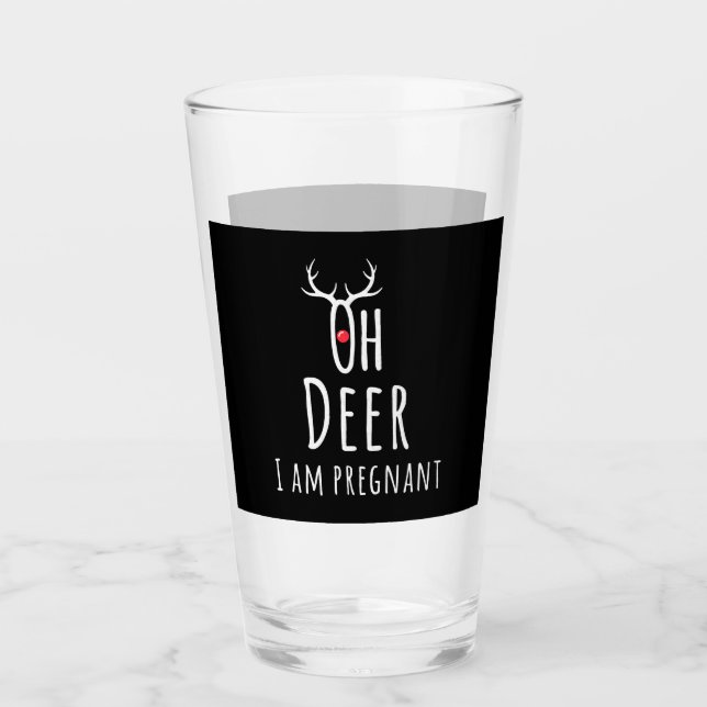 Maternity Pregnancy Pregnant Baby Christmas Deer Glass (Front)