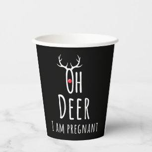 Maternity Pregnancy Pregnant Baby Christmas Deer Paper Cups