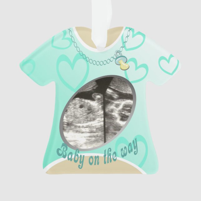 Maternity Shirt Baby Announcement Ornament (Front)