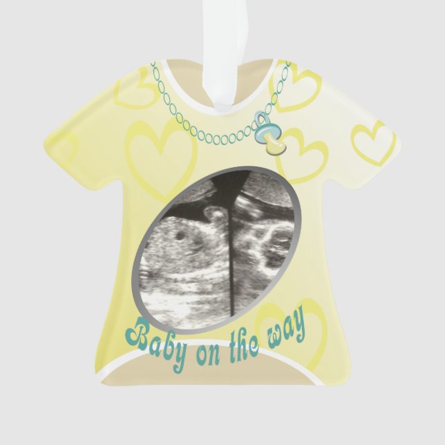 Maternity Shirt Baby Announcement Ornament (Front)