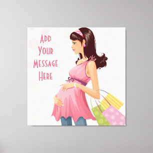 Maternity Shopping Girl Wrapped Canvas