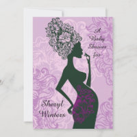 Maternity Silhouette Pink Baby Shower Invitation