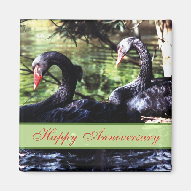 Mates for Life Black Swans Anniversary Magnet (Front)