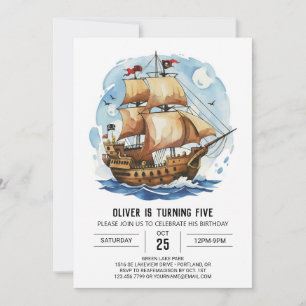 Matey Happy Nautical Pirate Birthday Invitation